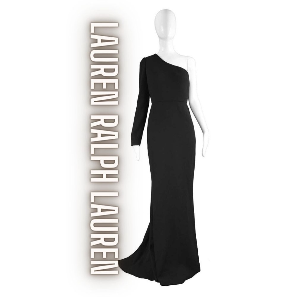 RALPH LAUREN SEXY ONE SLEEVE BLACK MAXI DRESS